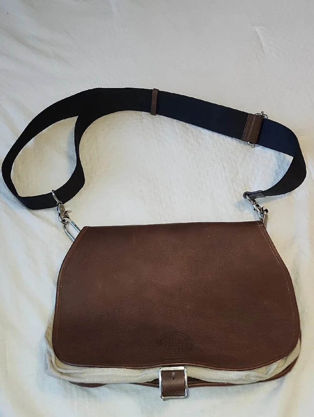 Brown Italian Leather Messenger Bag with Adjustable Strap